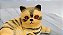 De 1990, miniatura de borracha gato amarelo de listras pretas fa Newray, 8,5 cm - Imagem 2