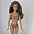 Barbie praiana morena ,cabelos castanhos ,biquíni com uma flor vermelho - Imagem 2