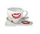Xicara Formato Dente 160 ml decorada com pires Modelo Sorriso - Imagem 1