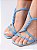 Sandália Azul Tiras Pesponto Salto Bloco - Imagem 4