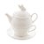 Conjunto 3 Peças Para Servir Chá de Porcelana Luxo Branco - Imagem 1