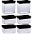 Kit 6 Potes Herméticos Retangular Lumini Black 580/1300ml - Imagem 1