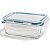 Pote de Vidro Retangular 370ml TP Azul Hermético 15x11x6cm - Imagem 1