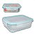 Pote de Vidro Diamond Retangular 1040ML Azul Claro Hermético - Imagem 3