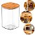 Pote Hermético Quadrado 1l Natural Com Tampa De Bambu Ou - Imagem 1