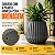 Vaso Cachepot Mor 31cm Cinza Jardim Para Plantas Com Prato - Imagem 2