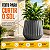 Vaso Cachepot Mor 31cm Cinza Jardim Para Plantas Com Prato - Imagem 4