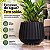 Vaso Cachepot Mor 31cm Preto Para Plantas Jardim Com Prato - Imagem 1
