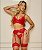 Conjunto Lingerie com Cinta Liga Sensual Vermelho - Imagem 1