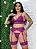 Conjunto Lingerie com Cinta Liga Sensual Roxo - Imagem 1