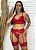Conjunto Lingerie com Cinta Liga Sensual Vermelho - Imagem 2