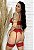Conjunto Lingerie com Cinta Liga Sensual Vermelho - Imagem 3