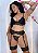 Conjunto Lingerie com Cinta Liga Sensual Preto - Imagem 2