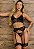Conjunto Lingerie com Cinta Liga Sensual Preto - Imagem 1