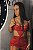 Camisola Sensual com Calcinha Cinta Liga Vermelho - Imagem 3