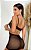 Camisola Sensual em Tule Com Aro Calcinha Fio Dental Preto - Imagem 2
