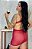 Camisola Sensual em Tule Com Aro Calcinha Fio Dental Vermelho - Imagem 3