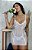 Camisola Sensual em Tule Com Aro Calcinha Fio Dental Branco - Imagem 3