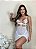 Camisola Sensual Transparente Tule Renda Calcinha Rendada Branco - Imagem 1