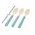 Pacote Colher Madeira - Chevron Azul - 10cm - 10 unidades - Rizzo - Imagem 1