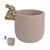 Vaso de Cimento Rosa Bebê com Coelho Dourado - 1 unidade - Rizzo - Imagem 1