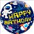 Balão de Festa Microfoil 22'' 56cm - Bubbles - Astronauta Happy Birthday - 1 unidade - Qualatex - Rizzo - Imagem 1