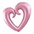 Balão de Festa Metalizado 32" 80cm - Coração Vazado Rosa Claro - 1 unidade - Flexmetal - Rizzo - Imagem 1