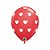 Balão de Festa Látex Liso Decorado - Corações Grandes Vermelho/Branco - 11" 28cm - 6 unidades - Qualatex Outlet - Rizzo - Imagem 1