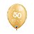 Balão de Festa Látex Liso Decorado - Número 50 Ouro - 11" 28cm - 6 unidades - Qualatex Outlet - Rizzo - Imagem 1