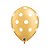 Balão de Festa Látex Liso Decorado - Pontos Polka Ouro e Branco - 11" 28cm - 50 unidades - Qualatex Outlet - Rizzo - Imagem 1