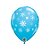 Balão de Festa Látex Liso Decorado - Floco de Neve & Faíscas Azul - 11" 28cm - 50 unidades - Qualatex Outlet - Rizzo - Imagem 1