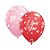 Balão de Festa Látex Liso Decorado - I Love You Corações e Listras - 11" 28cm - 50 unidades - Qualatex Outlet - Rizzo - Imagem 1