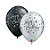 Balão de Festa Látex Liso Decorado - Happy Birthday Faíscas e Espirais - 11" 28cm - 6 unidades - Qualatex Outlet - Rizzo - Imagem 1