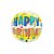 Balão de Festa Bubble 22" 56cm - Happy Birthday Faixas Amarelas - 1 unidade - Qualatex Outlet - Rizzo - Imagem 1
