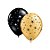 Balão de Festa Látex Liso Decorado - Espirais com Brilho Preto e Ouro - 11" 28cm - 50 unidades - Qualatex Outlet - Rizzo - Imagem 1