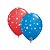 Balão de Festa Látex Liso Decorado - Estrelas Azul e Vermelho - 11" 28cm - 50 unidades - Qualatex Outlet - Rizzo - Imagem 1