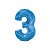 Balão de Festa Microfoil 34" 86cm - Número Três Azul Safira - 1 unidade - Qualatex Outlet - Rizzo - Imagem 1