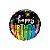 Balão de Festa Microfoil 18" 46cm - Redondo Happy Birthday Listras Coloridas - 1 unidade - Qualatex Outlet - Rizzo - Imagem 1
