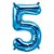 Balão de Festa Microfoil 16" 40cm - Número 5 Azul - 1 unidade - Qualatex Outlet - Rizzo - Imagem 1