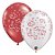 Balão de Festa Látex Liso Decorado - Corações e Espirais Verm/Branco - 11" 27cm - 50 unidades - Qualatex Outlet - Rizzo - Imagem 1