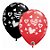 Balão de Festa Látex Liso Decorado - Coração e Flecha Vermelho/Preto - 11" 27cm - 50 unidades - Qualatex Outlet - Rizzo - Imagem 1