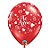 Balão de Festa Látex Liso Decorado - Corações e Espirais Vermelho - 11" 27cm - 50 unidades - Qualatex Outlet - Rizzo - Imagem 1