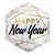 Balão de Festa Microfoil 20" 50cm - Hexágono Happy New Year Retângulos - 1 unidade - Qualatex Outlet - Rizzo - Imagem 1