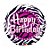 Balão de Festa Microfoil 18" 45cm - Redondo Happy Birthday Zebrado - 1 unidade - Qualatex Outlet - Rizzo - Imagem 1