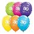 Balão de Festa Látex Liso Decorado - Número 30 Sortido - 11" 27cm - 50 unidades - Qualatex Outlet - Rizzo - Imagem 1