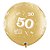 Balão de Festa Látex Liso Decorado - Número 50 Ouro - 30" 76cm - 2 unidades - Qualatex Outlet - Rizzo - Imagem 1