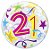 Balão de Festa Bubble 22" 55cm - Número 21 Estrela - 1 unidade - Qualatex Outlet - Rizzo - Imagem 1