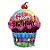 Balão de Festa Microfoil 35" 89cm - Cupcake Happy Birthday Maravilhoso - 1 unidade - Qualatex Outlet - Rizzo - Imagem 1
