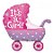 Balão de Festa Microfoil 35" 89cm - Carrinho It's a Girl Rosa - 1 unidade - Qualatex Outlet - Rizzo - Imagem 1