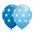 Balão de Festa Látex Liso Decorado - Estrela Azul Claro e Escuro - 11" 27cm - 50 unidades - Qualatex Outlet - Rizzo - Imagem 1